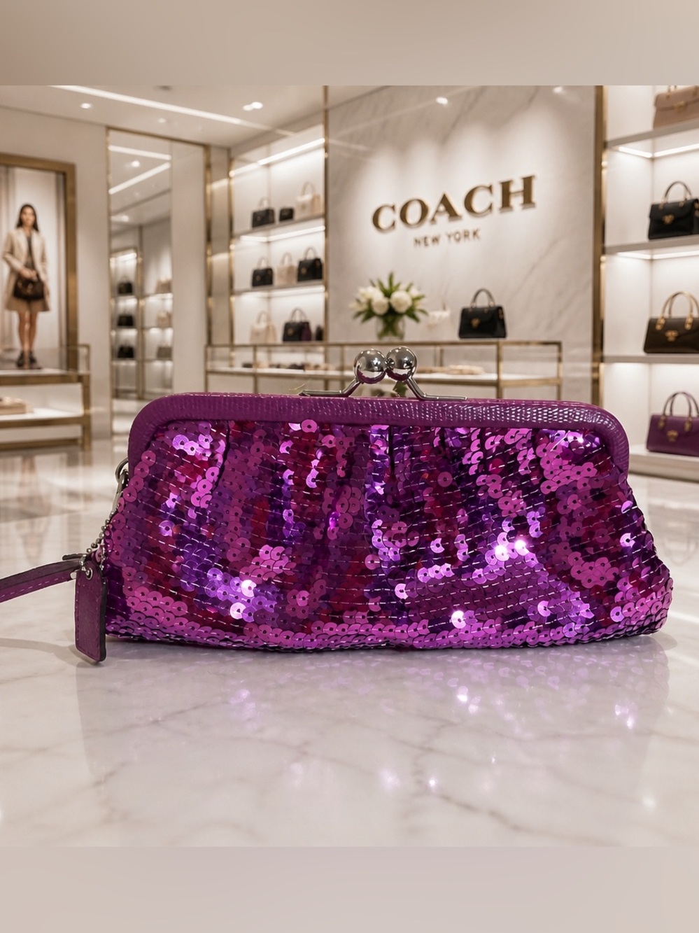RARE  Y2K Coach Poppy Kisslock Sequin Clutch
MULBERRY BAG 🍒